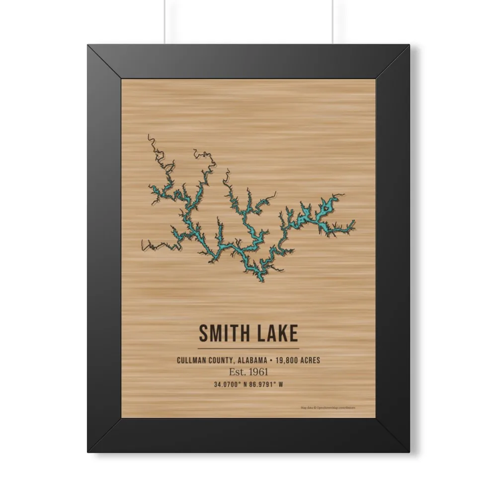 Example: the framed lake map, front view