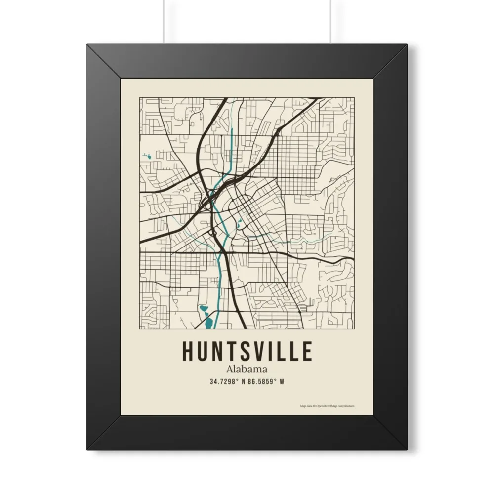 Example: the framed hometown street map, front view