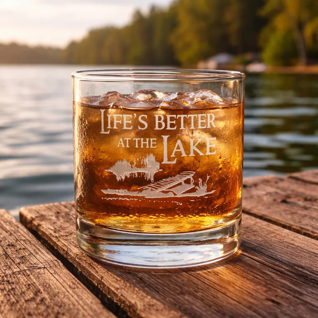 Gifts of Glass & Wear product photo: Life’s Better at the Lake Etched Drinkware