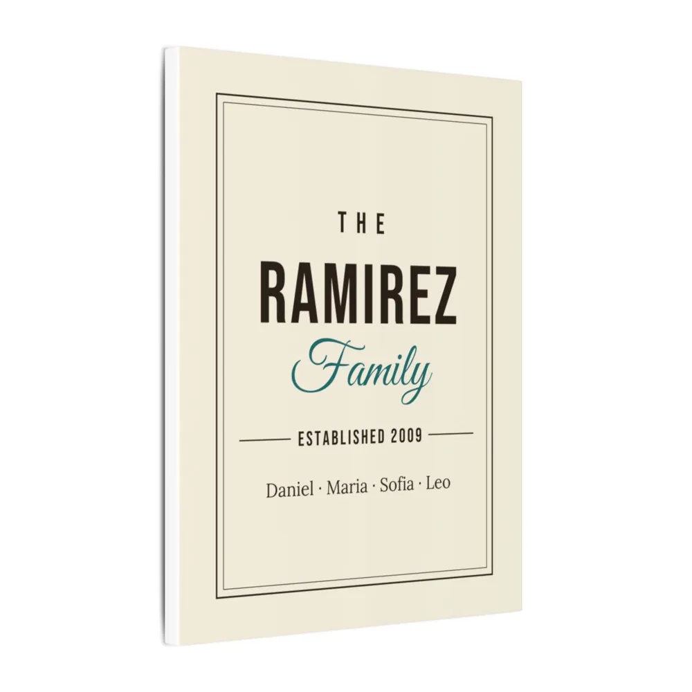 Example: the family established canvas, angled view